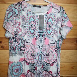 NWTS MIROL Womens Floral Print Irregular Hem Loose Fit Tunic Top Size XXL